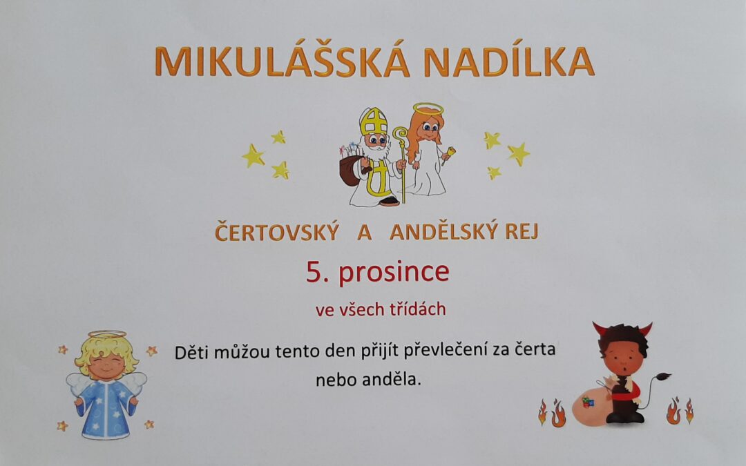 Mikulášská nadílka, čertovský a andělský rej 5. 12. 2024